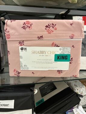 Shabby Chic Pink Floral King Sheet Set